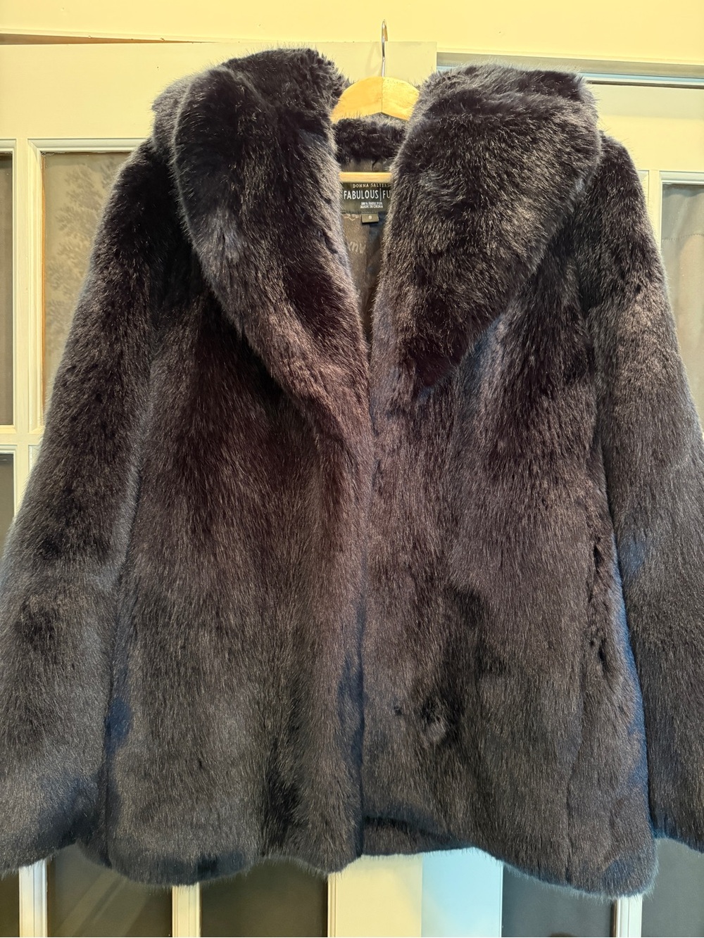 Fabulous Furs Women's Navy Faux Fur Coat
